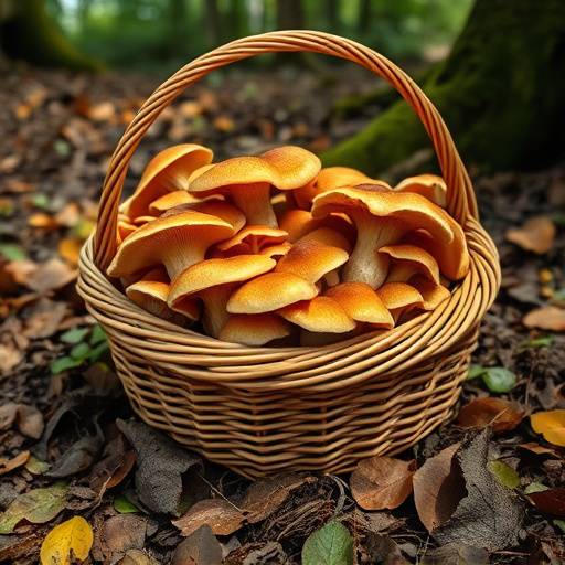 Cesto di funghi porcini freschi appena raccolti