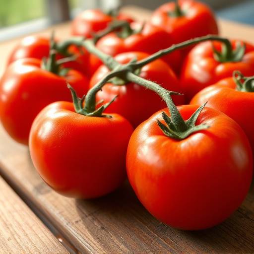 Pomodori San Marzano freschi su un tavolo di legno